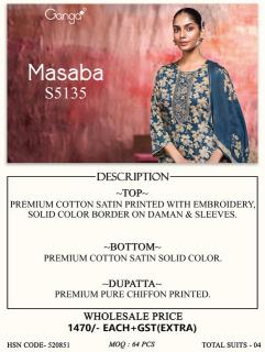 Ganga masaba 5135 dress material wholesale market ahmedabad